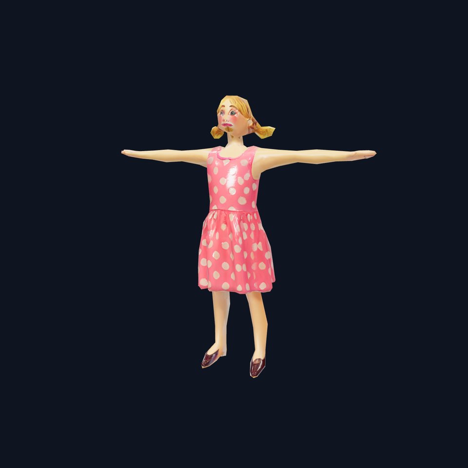 Child Character Model Pack with Pink Polka Dot Dress